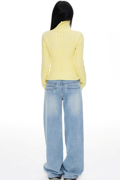 High Neck Slim Sweater Jacket