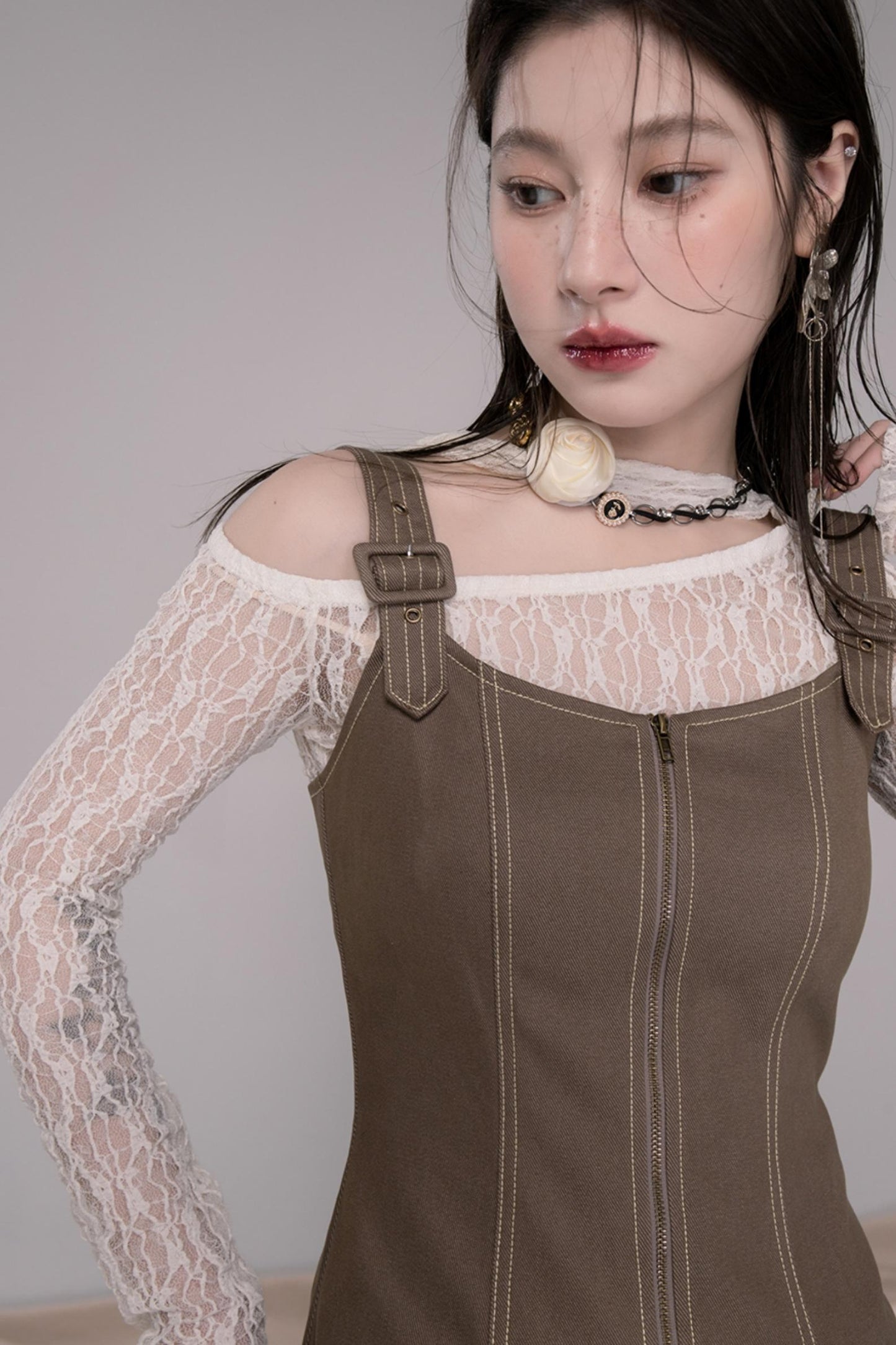 Small Waist Denim Suspender Dress