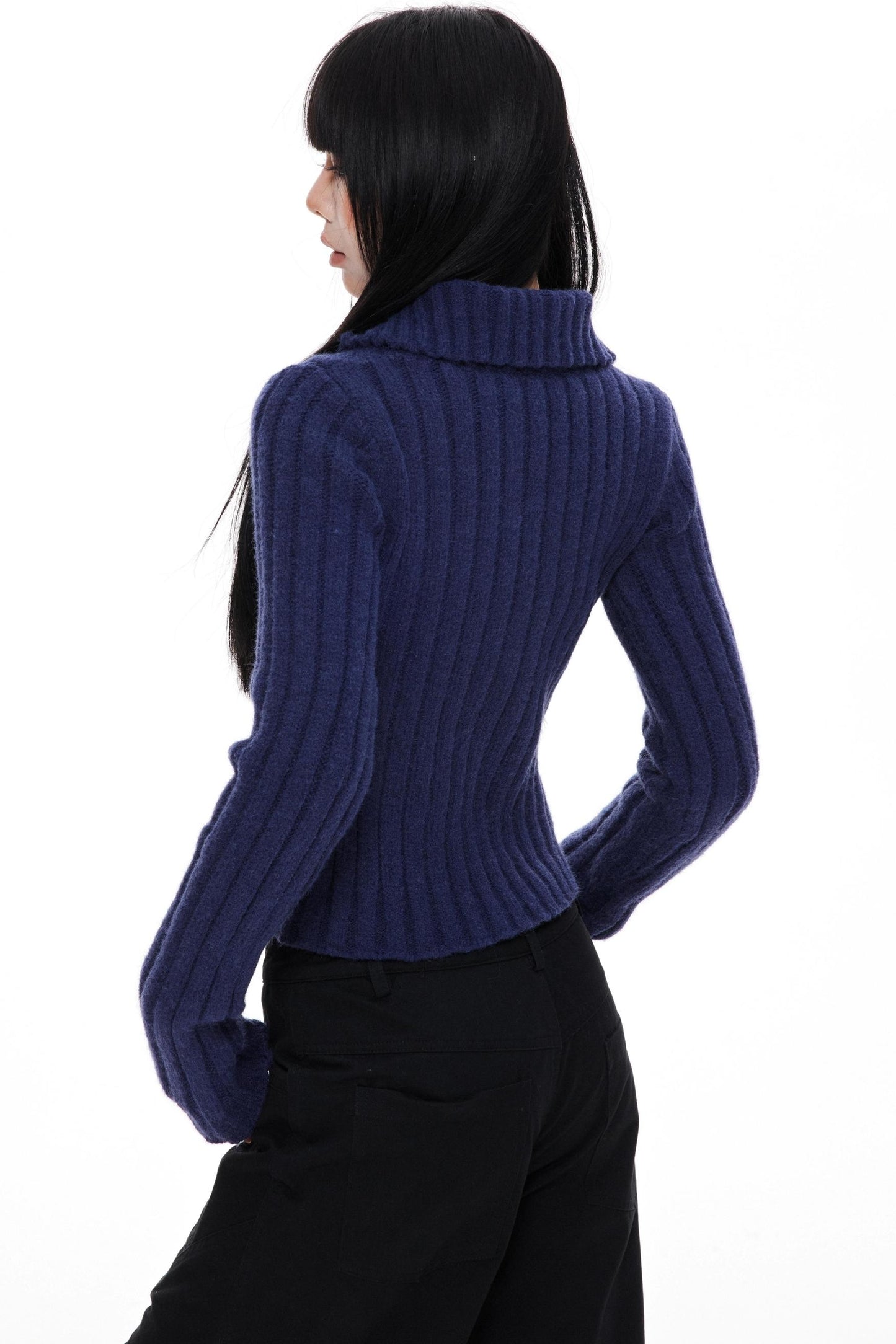 High Neck Slim Sweater Jacket