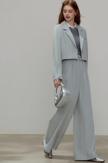 Autumn Gray Blazer Suit Set-Up