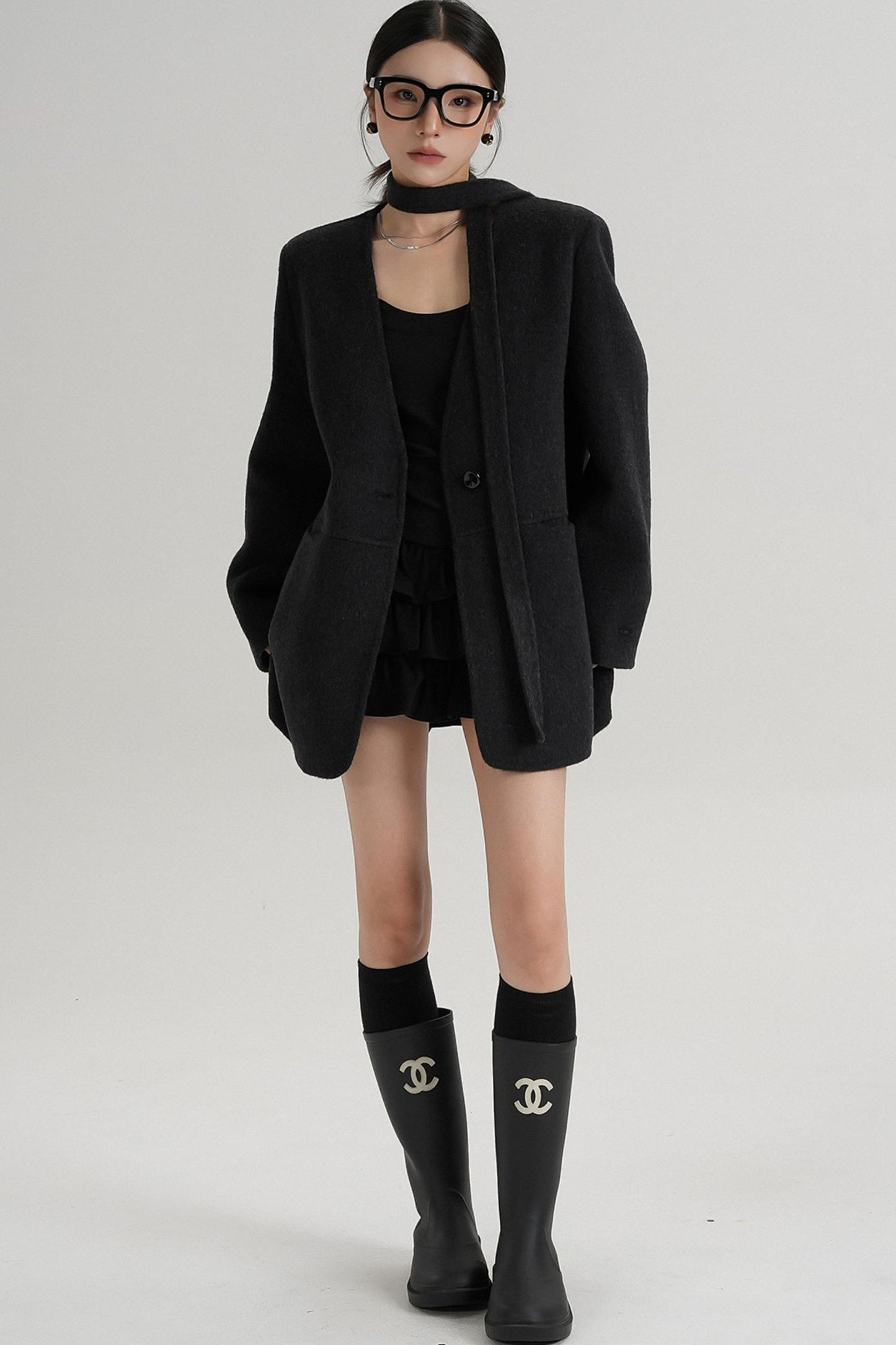 Elegant Mid-Length Wool Suit Coat