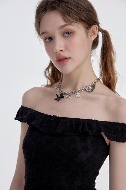 Floral Ruffled One-Shoulder Blouse