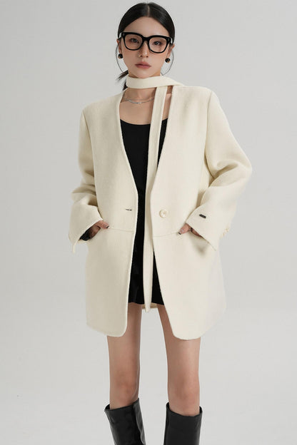 Elegant Mid-Length Wool Suit Coat