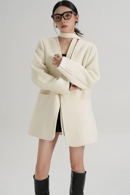Elegant Mid-Length Wool Suit Coat
