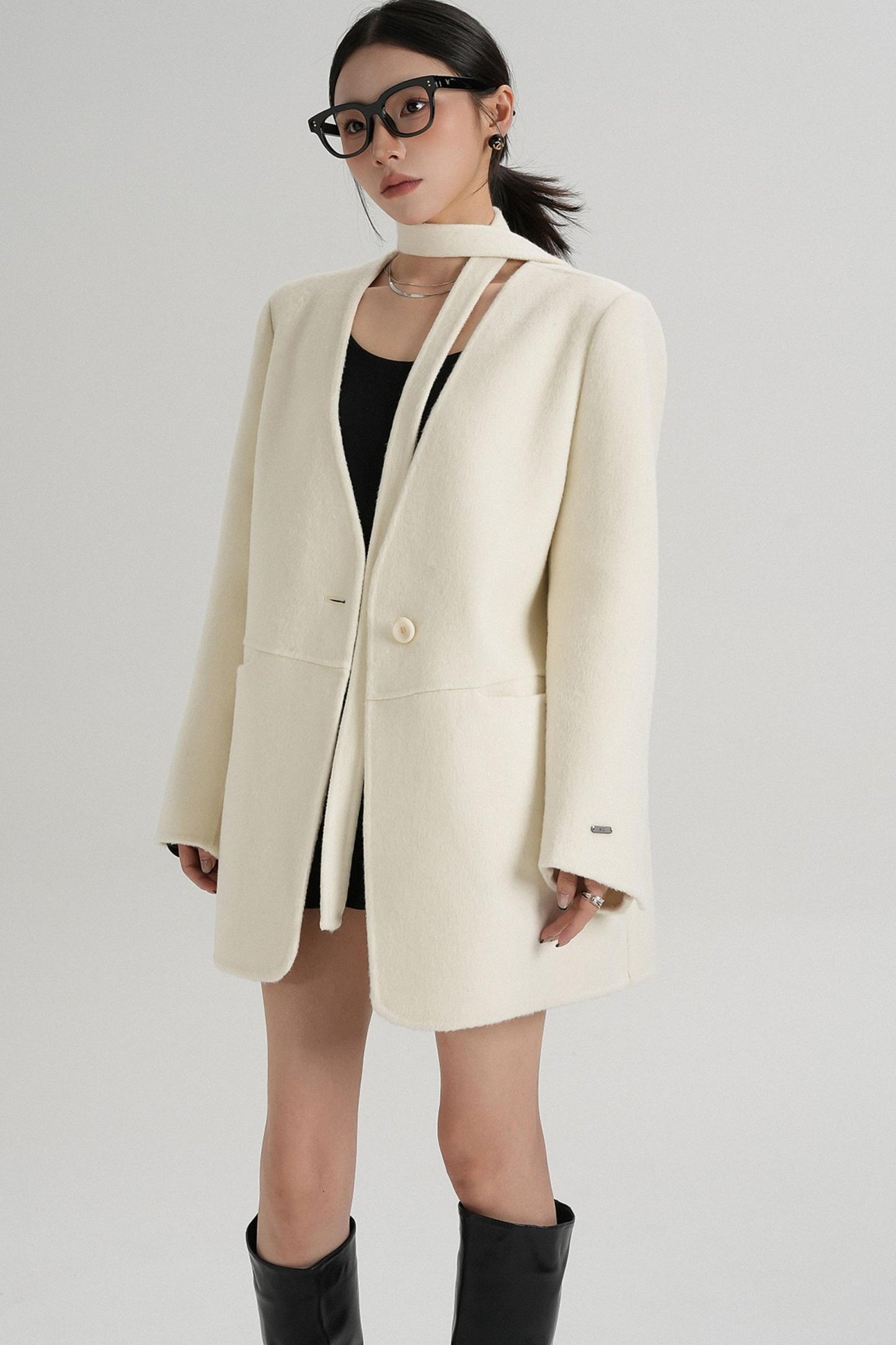 Elegant Mid-Length Wool Suit Coat