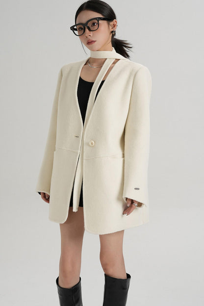 Elegant Mid-Length Wool Suit Coat