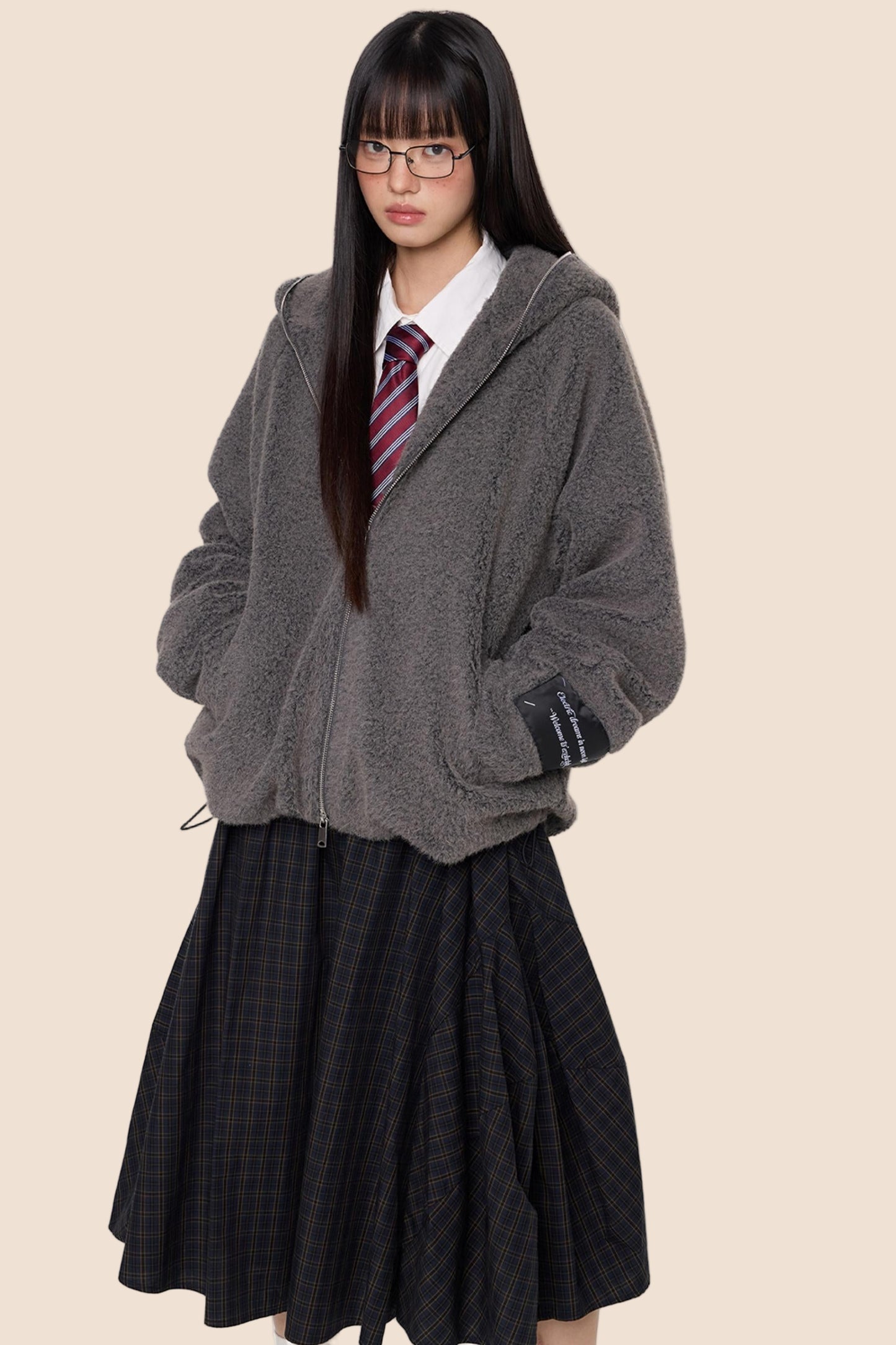 Lazy Retro Hooded Cardigan Jacket