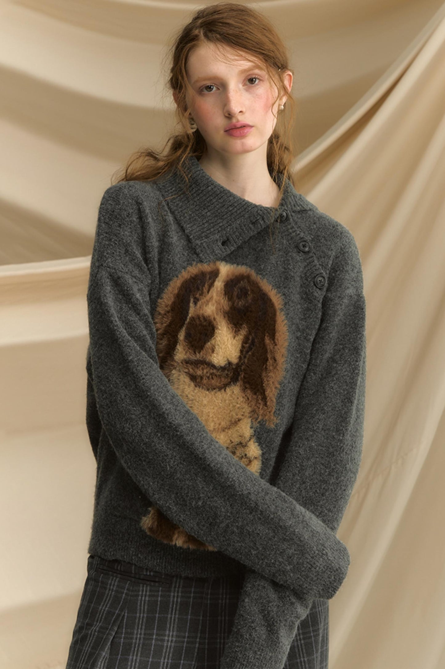 Autumn Puppy Retro Knitted Sweater