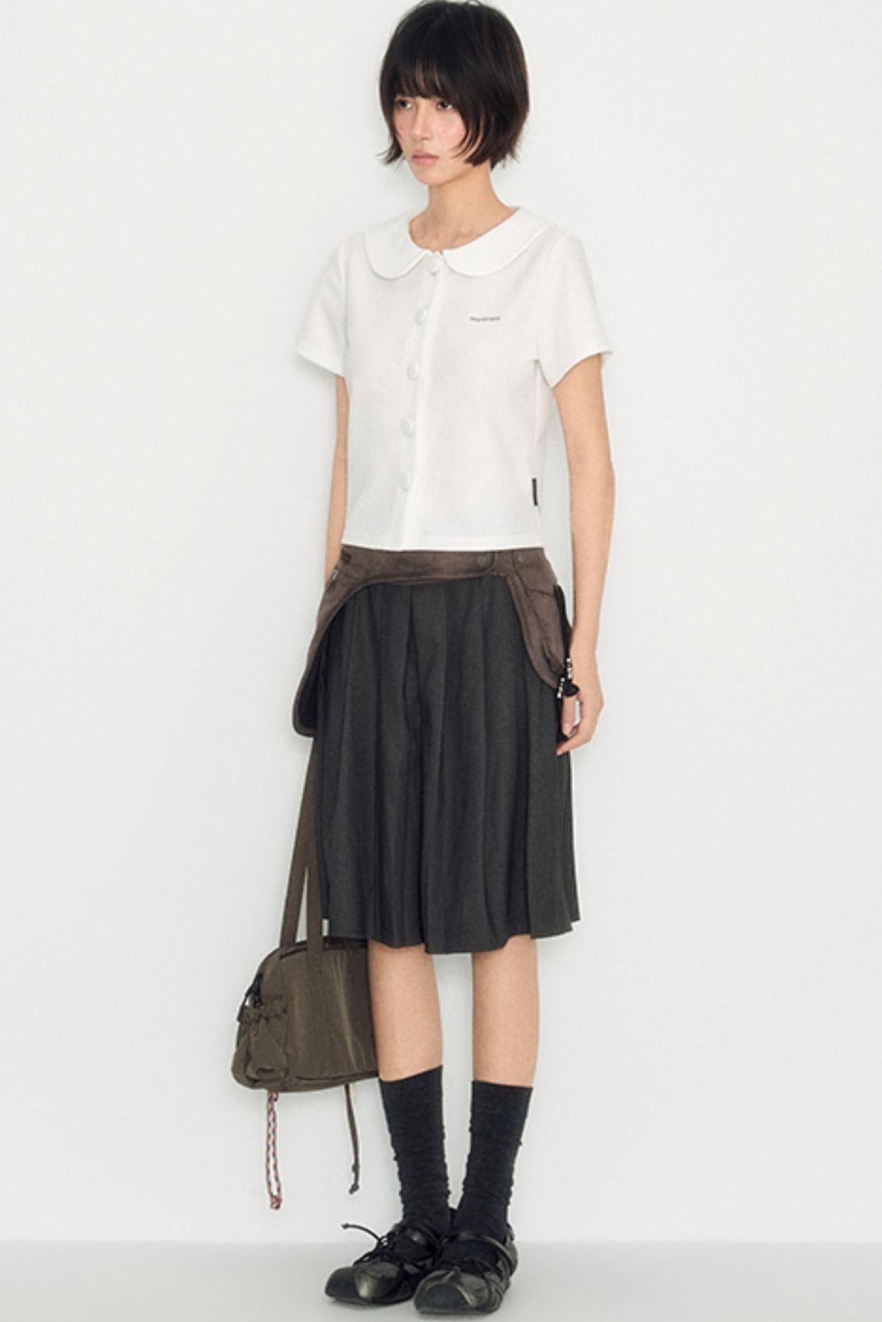 White Shoulder Crop Top