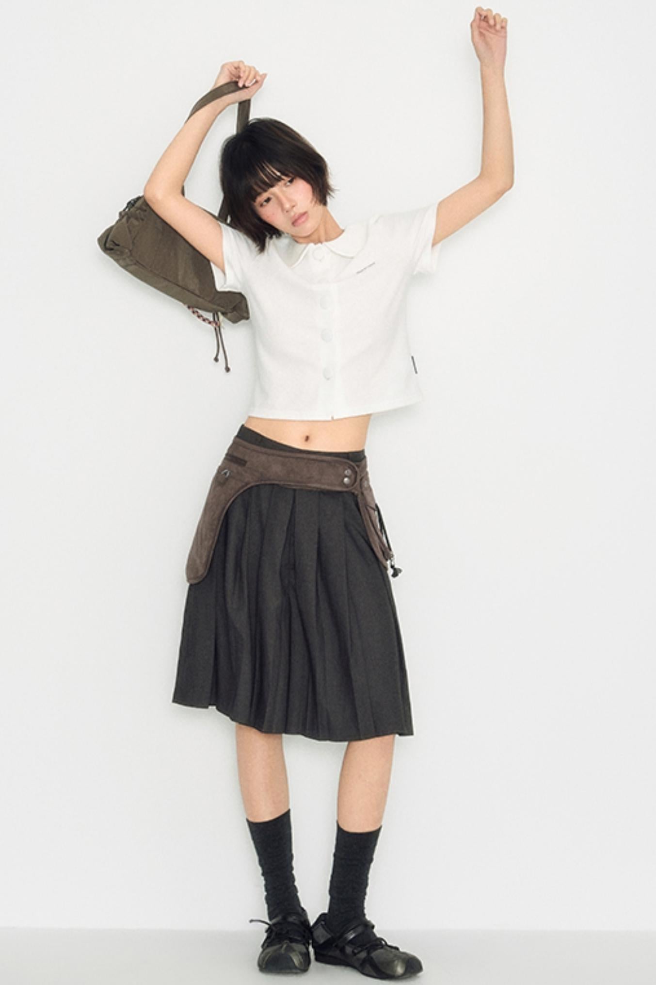 White Shoulder Crop Top