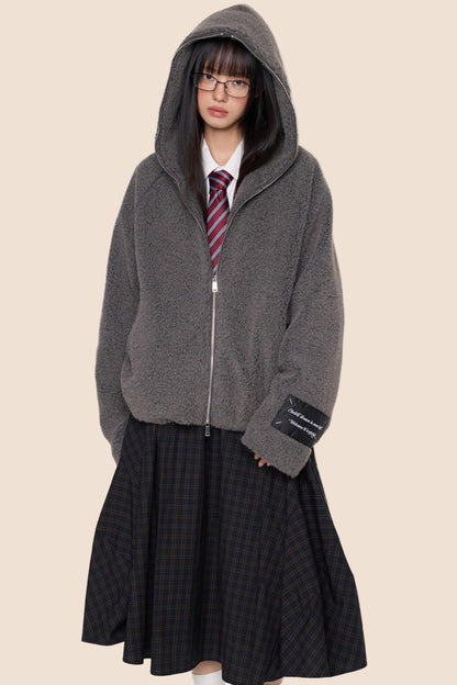 Lazy Retro Hooded Cardigan Jacket