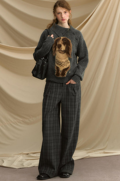 Autumn Puppy Retro Knitted Sweater