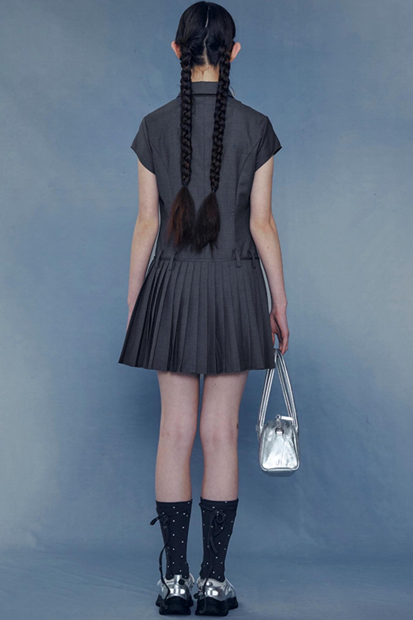 Lace Pleated Shirt Dress