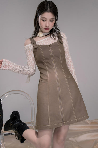 Small Waist Denim Suspender Dress