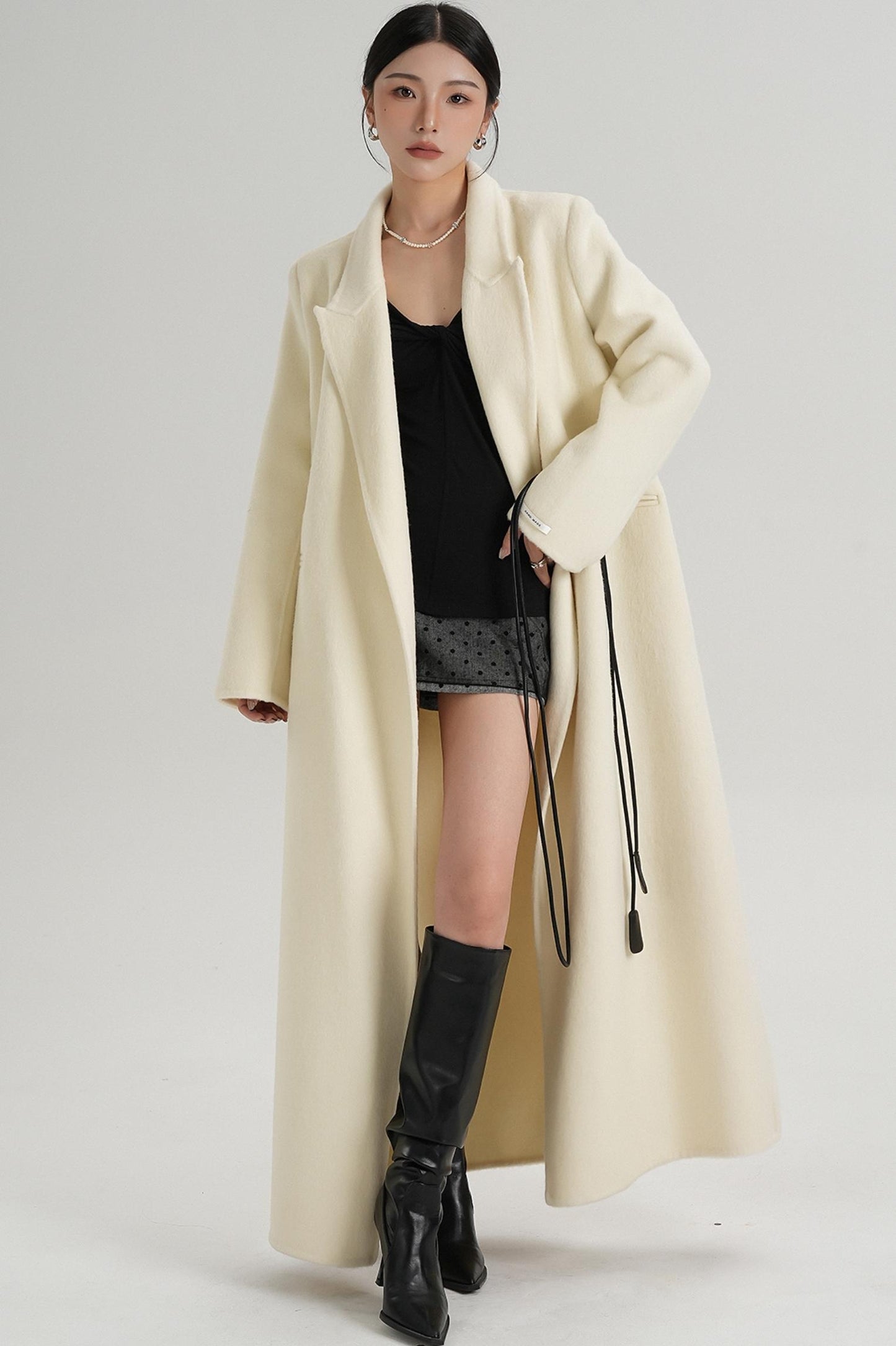 Lace-Up Wool Coat