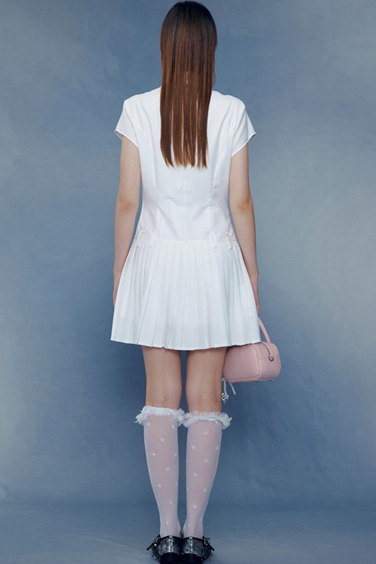 Lace Pleated Shirt Dress