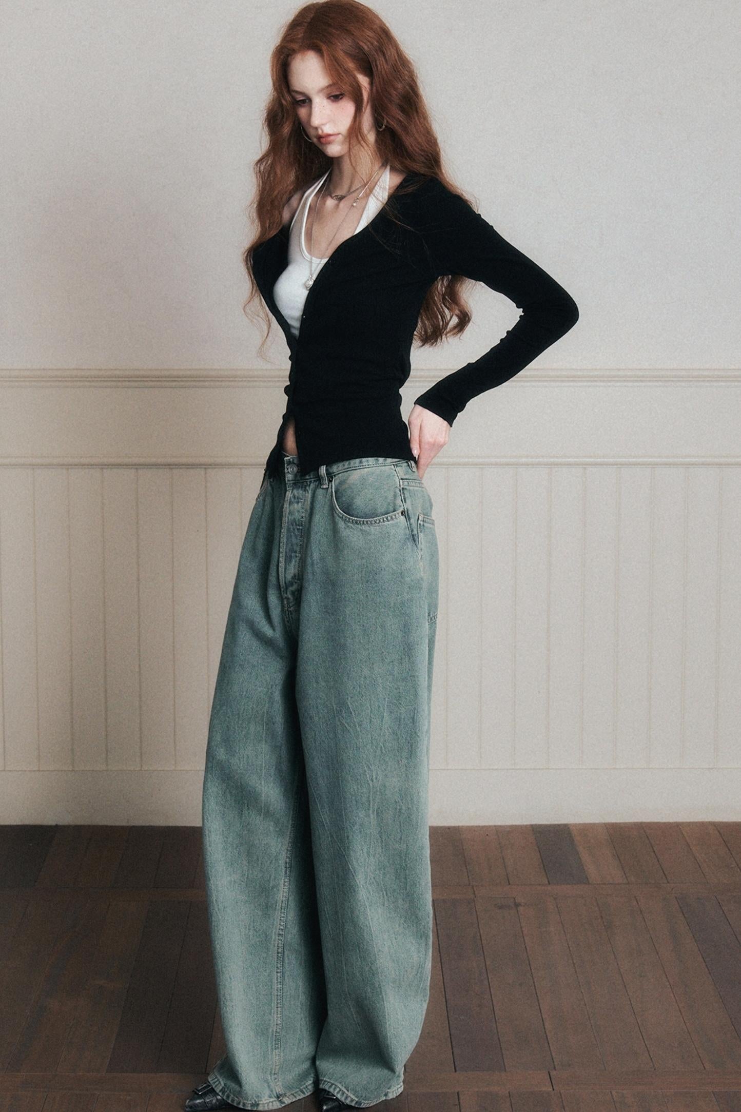 Layered Halterneck Knit Cardigan