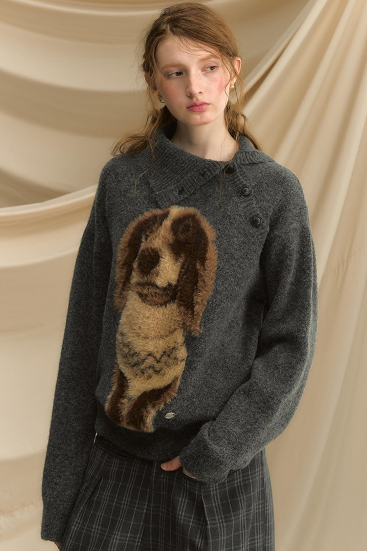 Autumn Puppy Retro Knitted Sweater