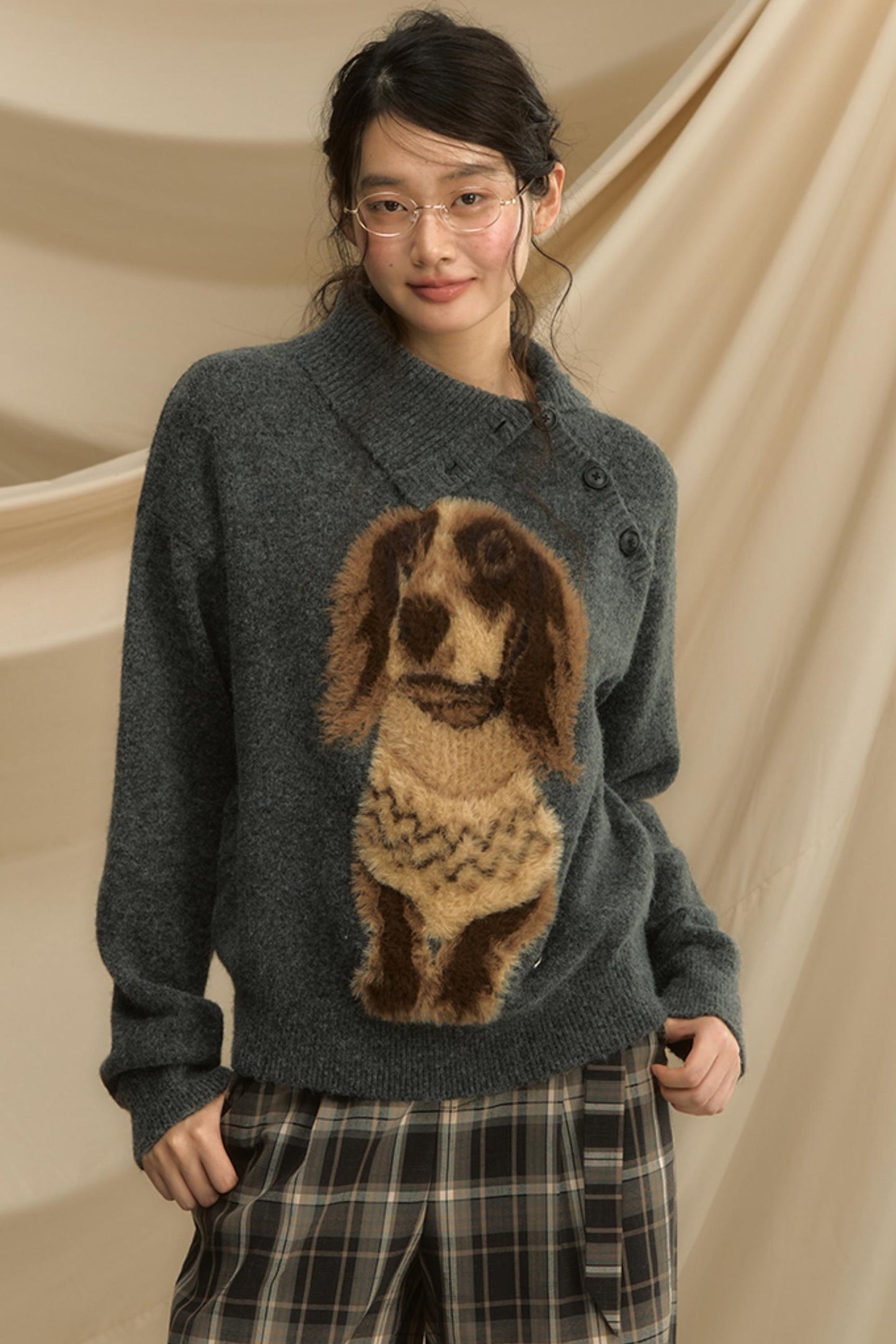 Autumn Puppy Retro Knitted Sweater