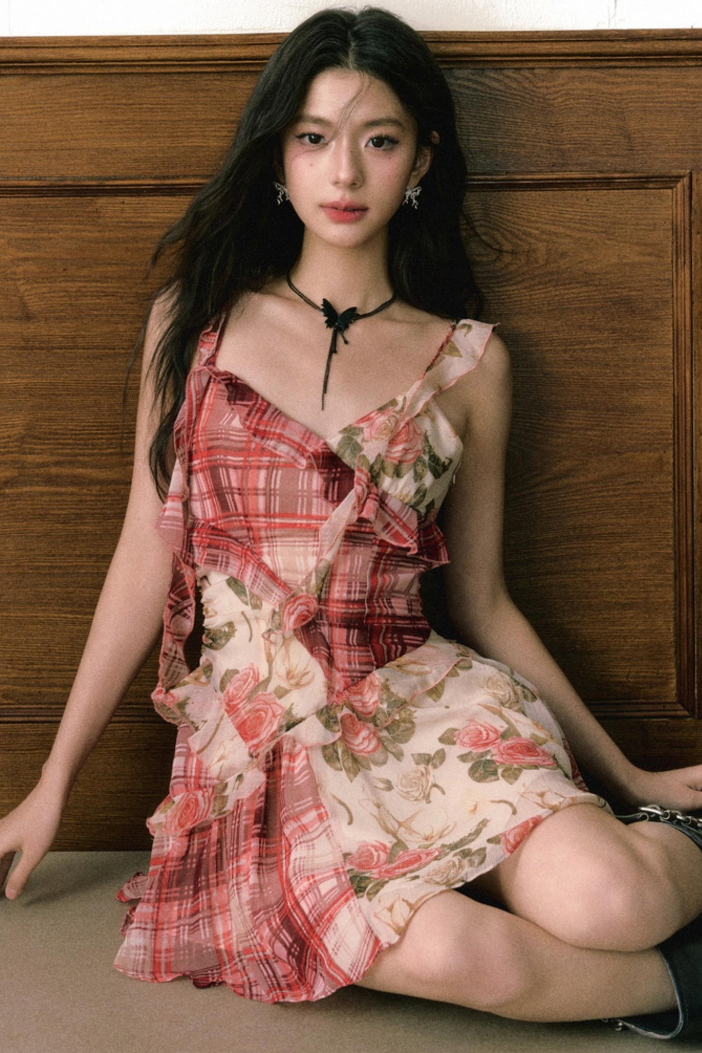 Floral Ruffle Halter Dress