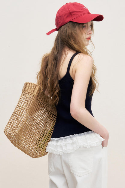 Lace Patchwork Knit Suspenders