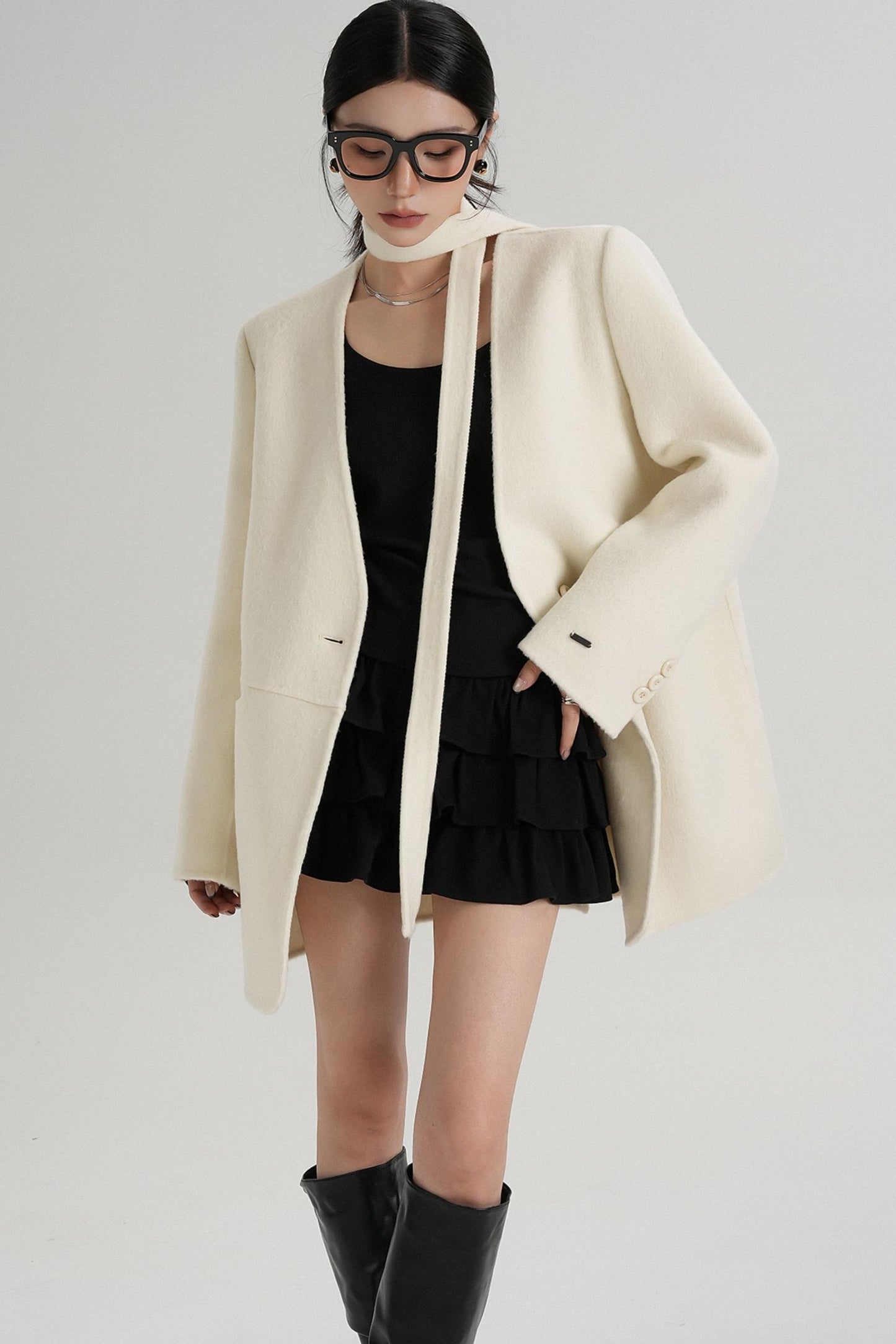 Elegant Mid-Length Wool Suit Coat