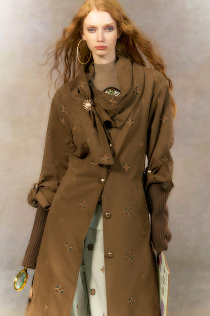 Retro Suede Coat With Fur Collar Set-Up