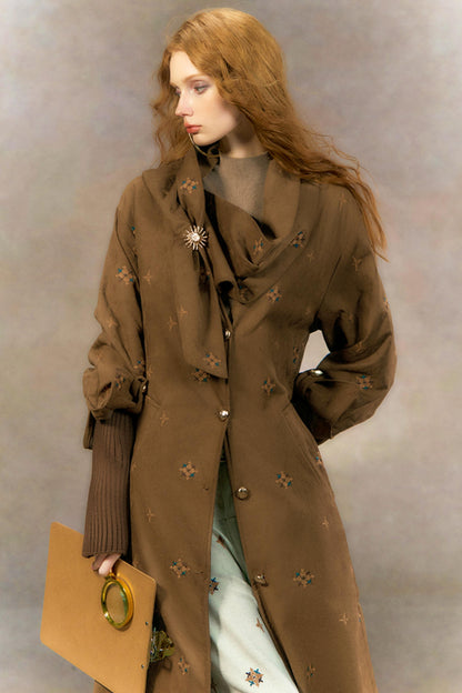 Retro Suede Coat With Fur Collar Set-Up