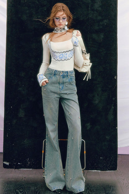 Vintage Washed Rhinestone Pants