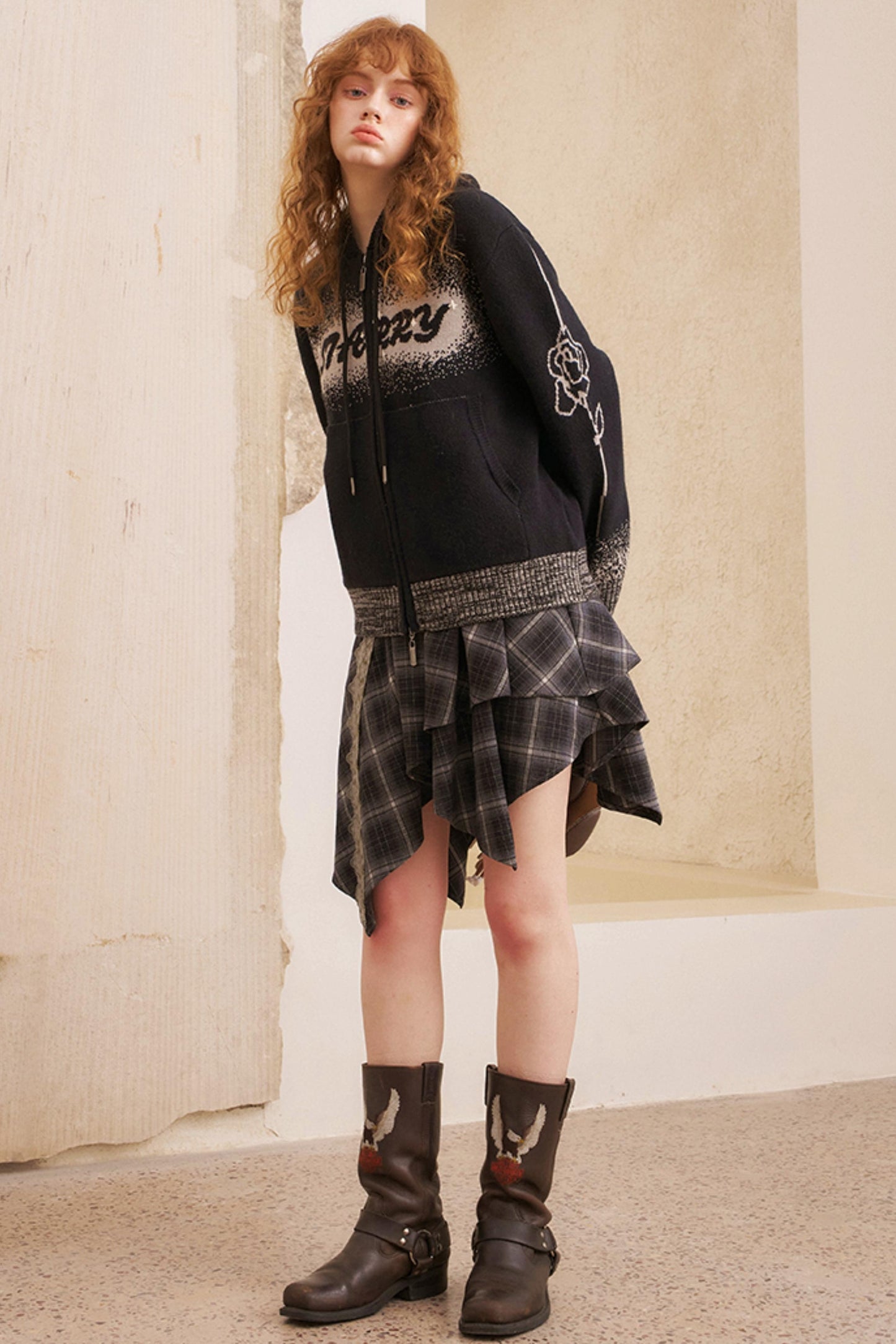 Gradient Jacquard Black Knit Jacket