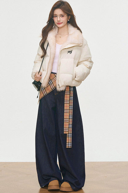 Winter Plaid Cotton Coat Set-Up