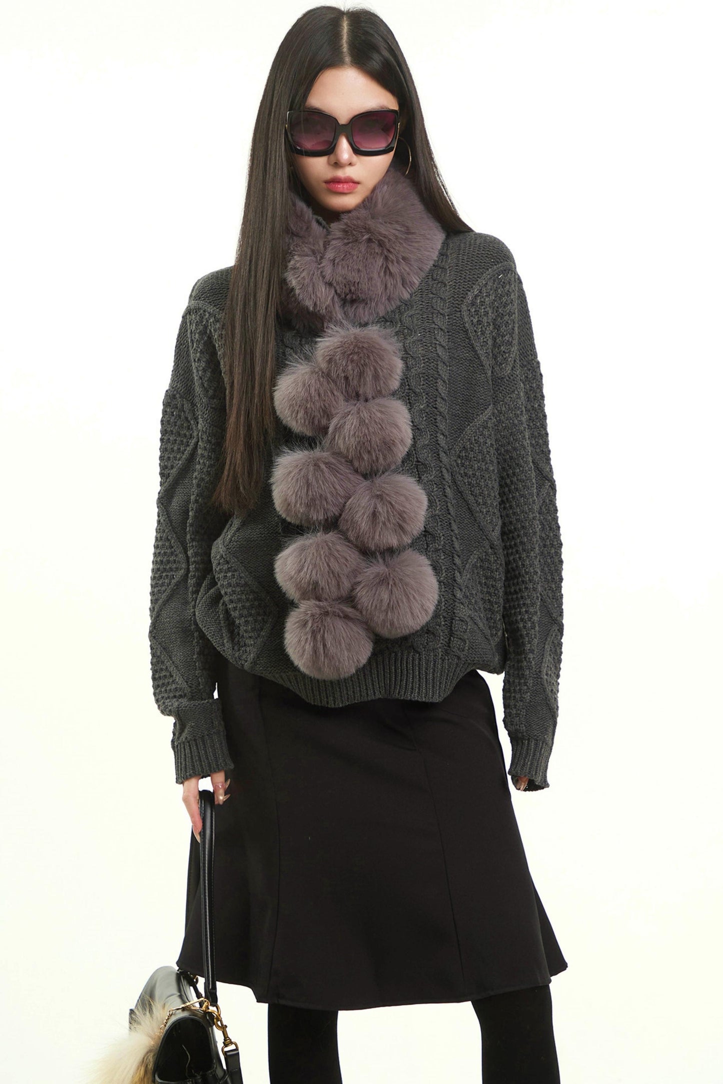 Retro Gray Twist Knitted Sweater