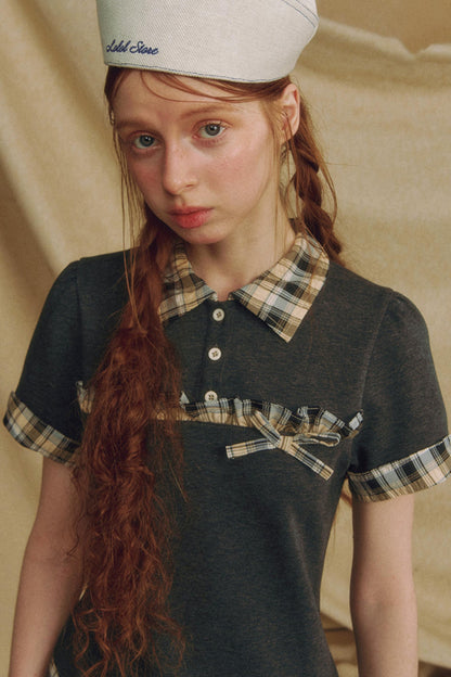 Color Block Bubble Sleeve Dress