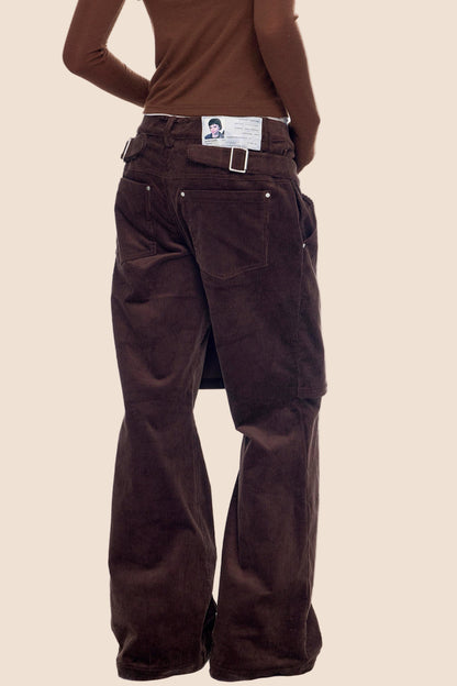 Corduroy Flared Skirt Pants