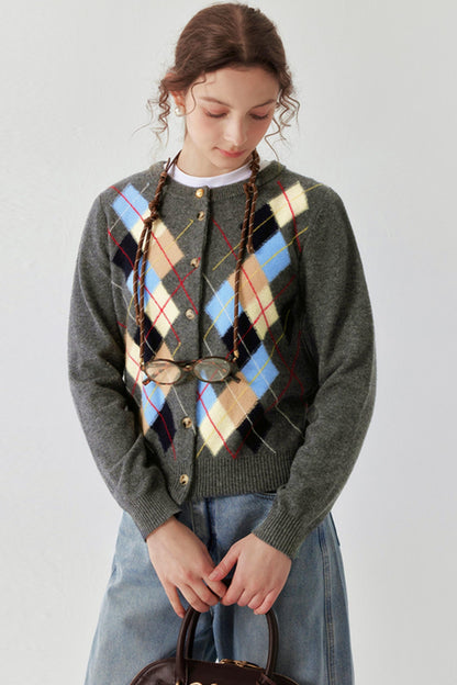 All-Wool Quilted Layering Sweater Cardigan