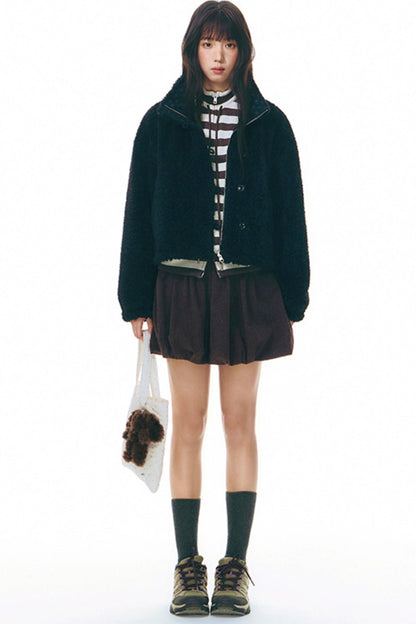 Stand-Up Striped Sweatshirt Jacket Set-Up