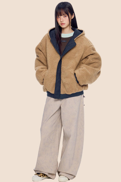 Faux Shearling Color-Block Jacket