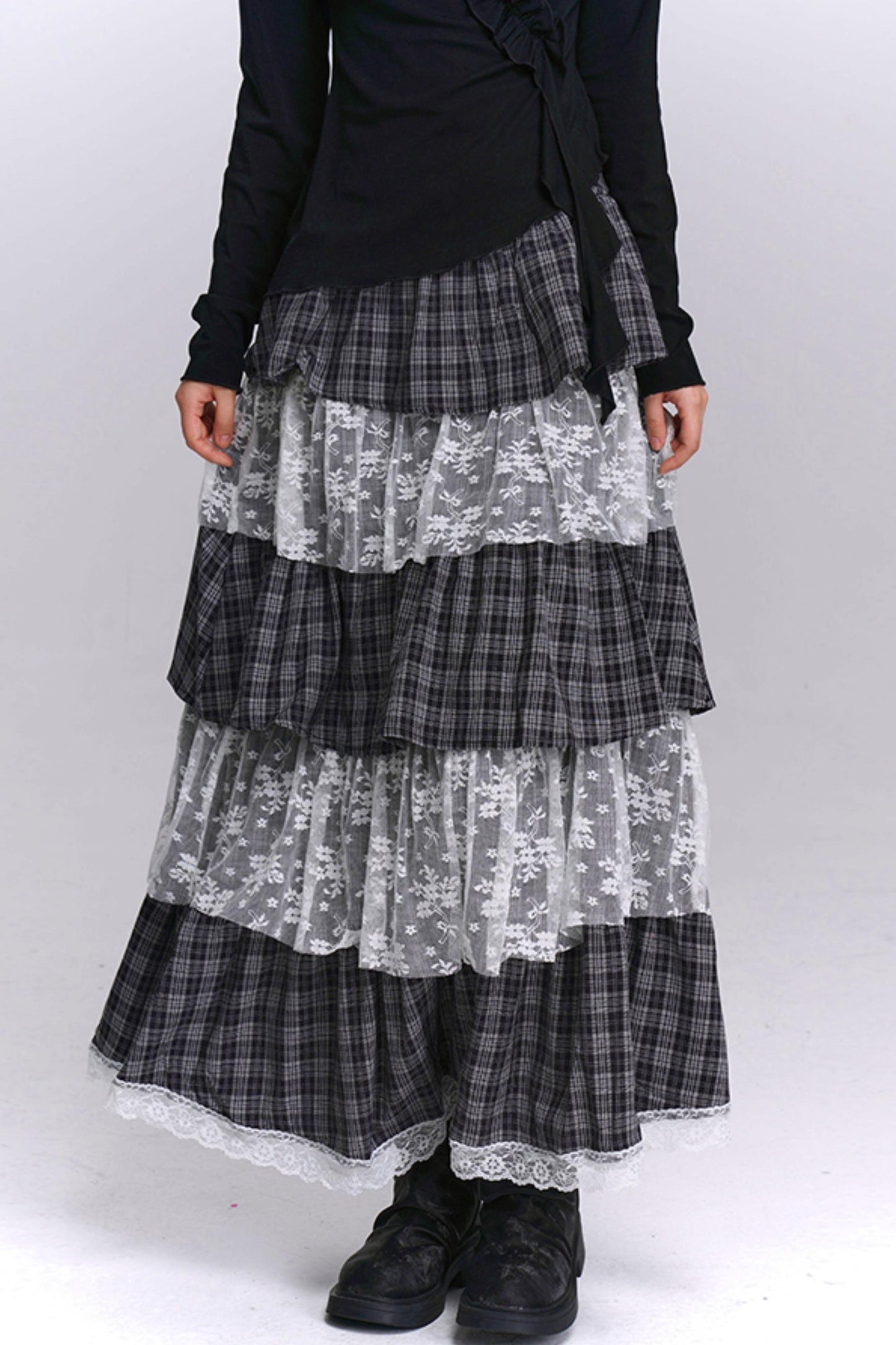 Brown Plaid Cake Skirt