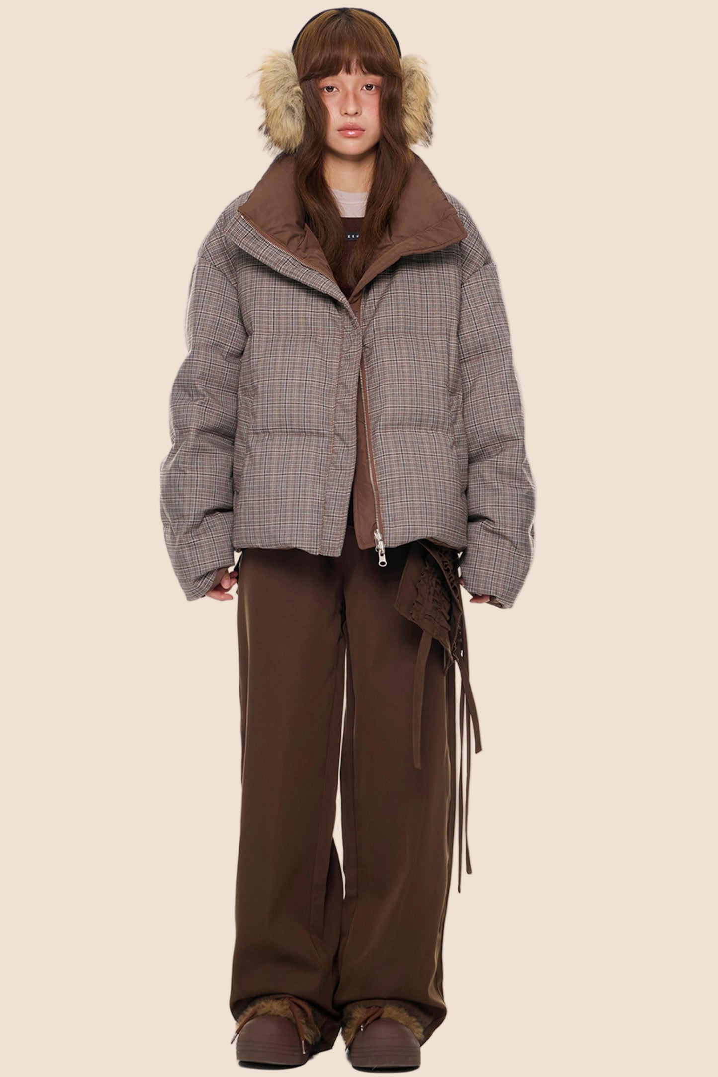 Reversible Plaid Down Jacket