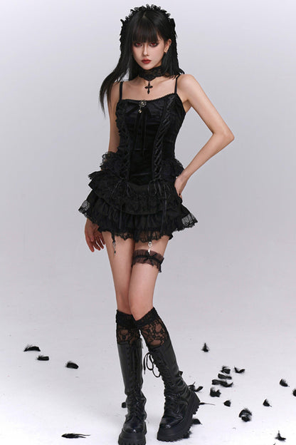 Black Puffy Black Culotte Set-Up