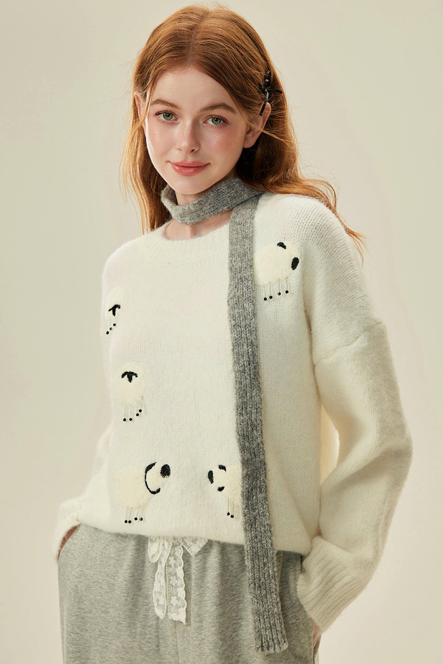 Wool Beaded Knit Sweater