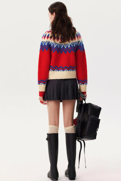 Alpaca Wool Fair Isle Jacquard Sweater