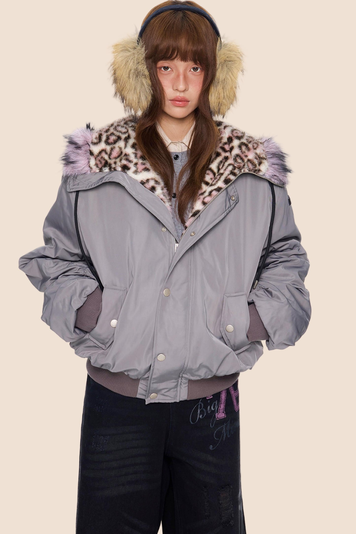 Leopard Print Hooded Jacket