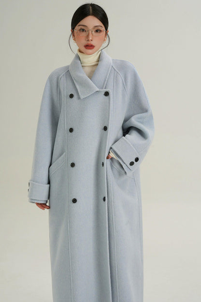 Elegant Blue Wool Coat