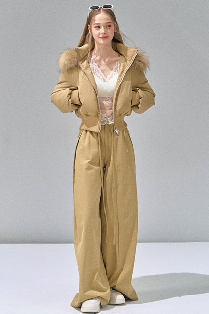 Big Fur Collar Waist Down Jacket