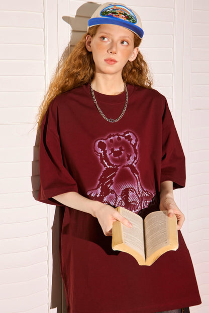 Retro Cartoon Bear Peplum Tee