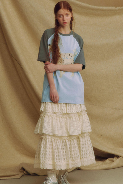 Lace A-Line Layered Skirt