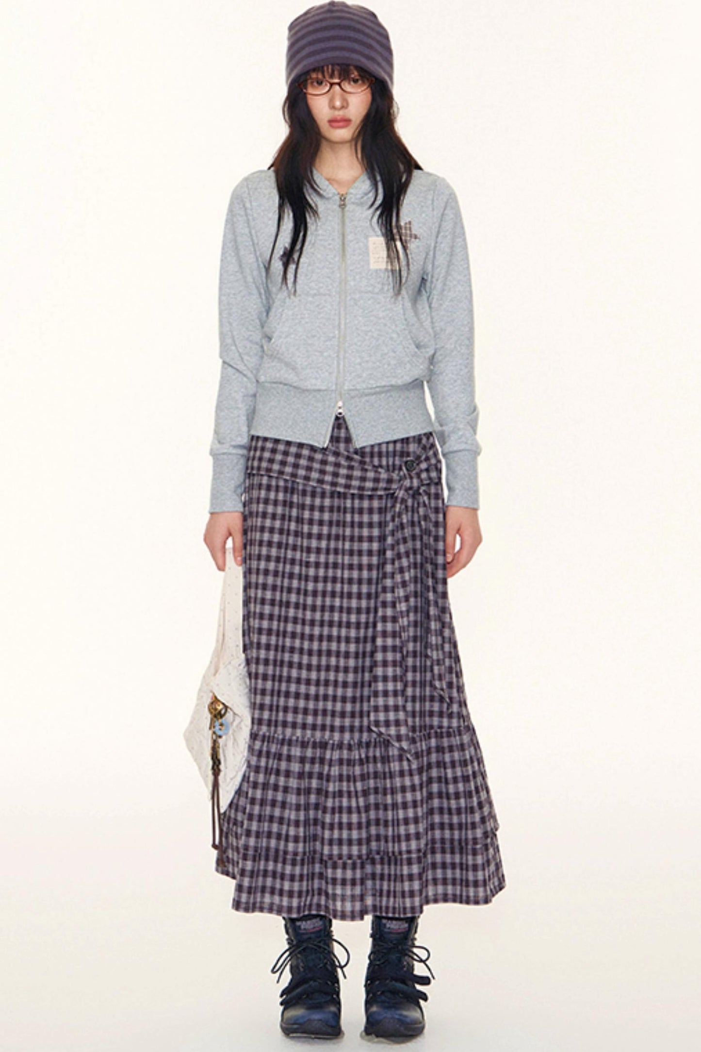Plaid A-Line Maxi Skirt