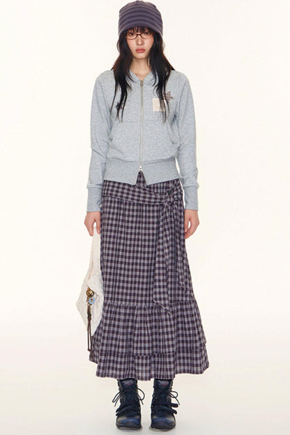 Plaid A-Line Maxi Skirt