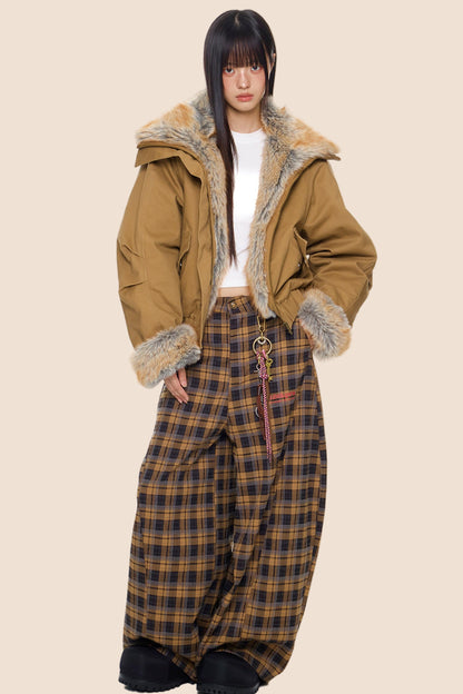 Furry Lapel Cotton Jacket